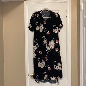 Midi Floral Button Down Dress - JustFab